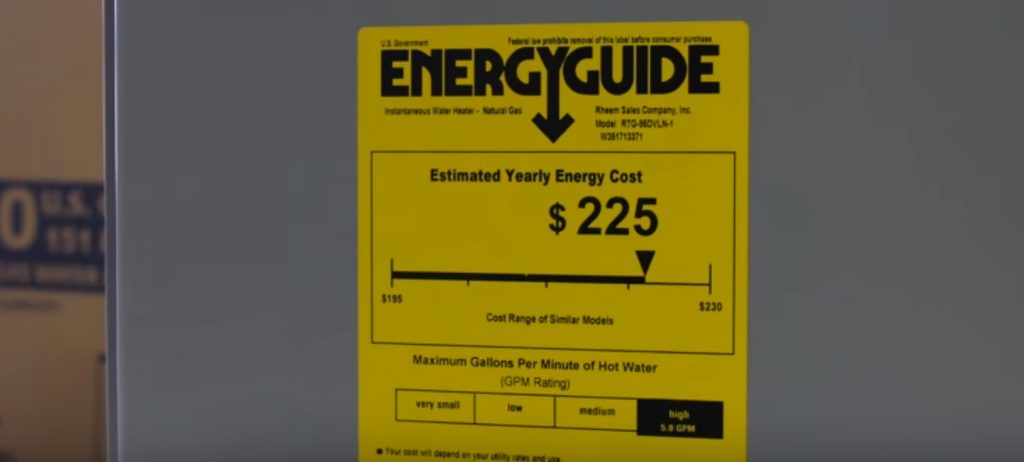 Typical energy guide label found the most water heaters
