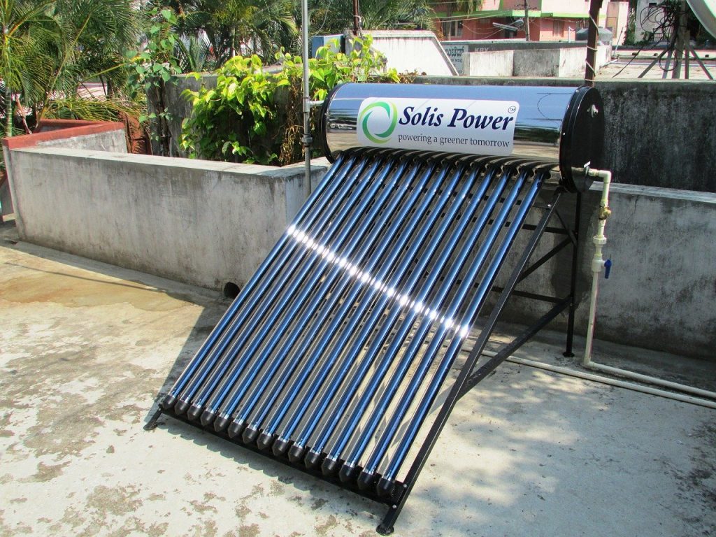 A typical solar water heater collector.